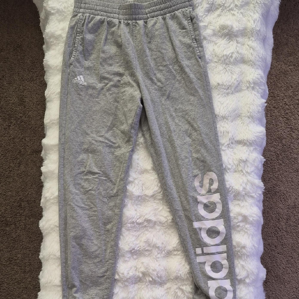 adidas Kids Light Gray Logo Joggers
